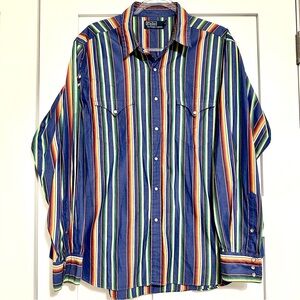 Polo Ralph Lauren Western Multicolor Serape Stripe Pattern Button-Down • XLarge
